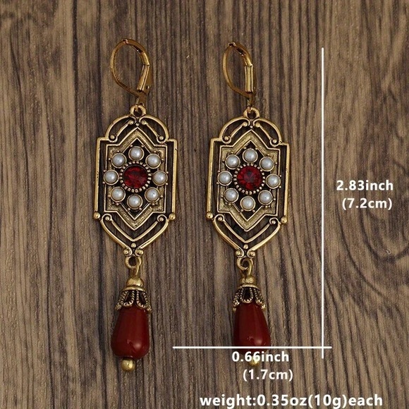 Boho Ethnic Geometric Waterdrop Stone Earrings J - Picture 4 of 6